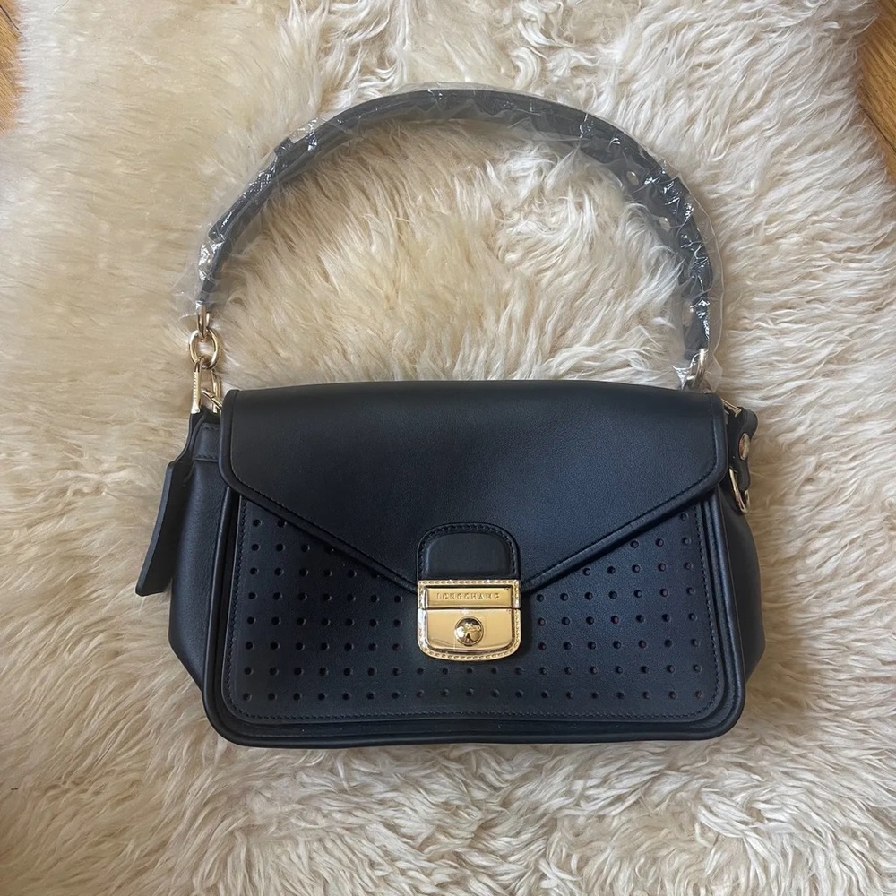 Longchamp Mademoiselle blank shoulder bag with Gold Hardware